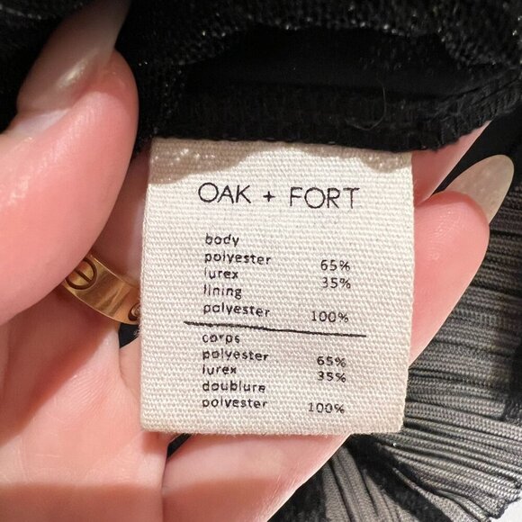 OAK + FORT - NWOT Shimmer Black and Silver Top - XS - Picture 7 of 7